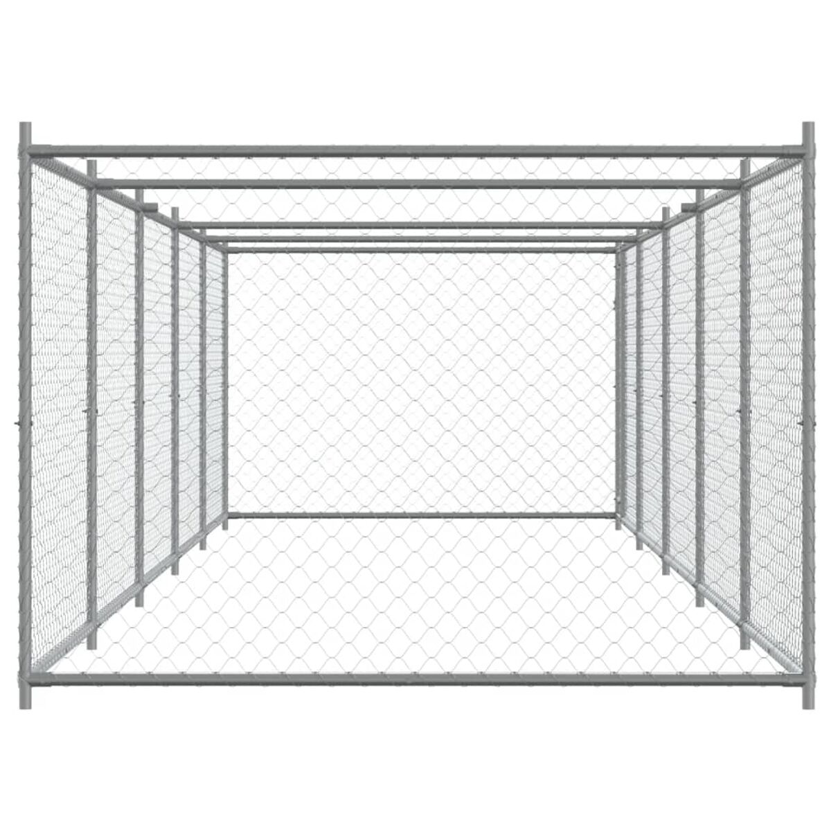 Ein rechteckiger Metallkäfig aus Drahtgeflecht mit offener Ober- und Unterseite.