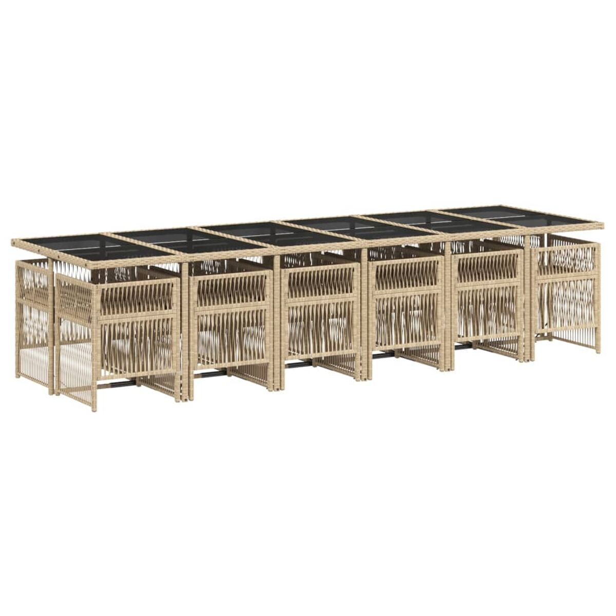 Unità di stoccaggio lunga da esterno con telaio beige e piano in rete nera.