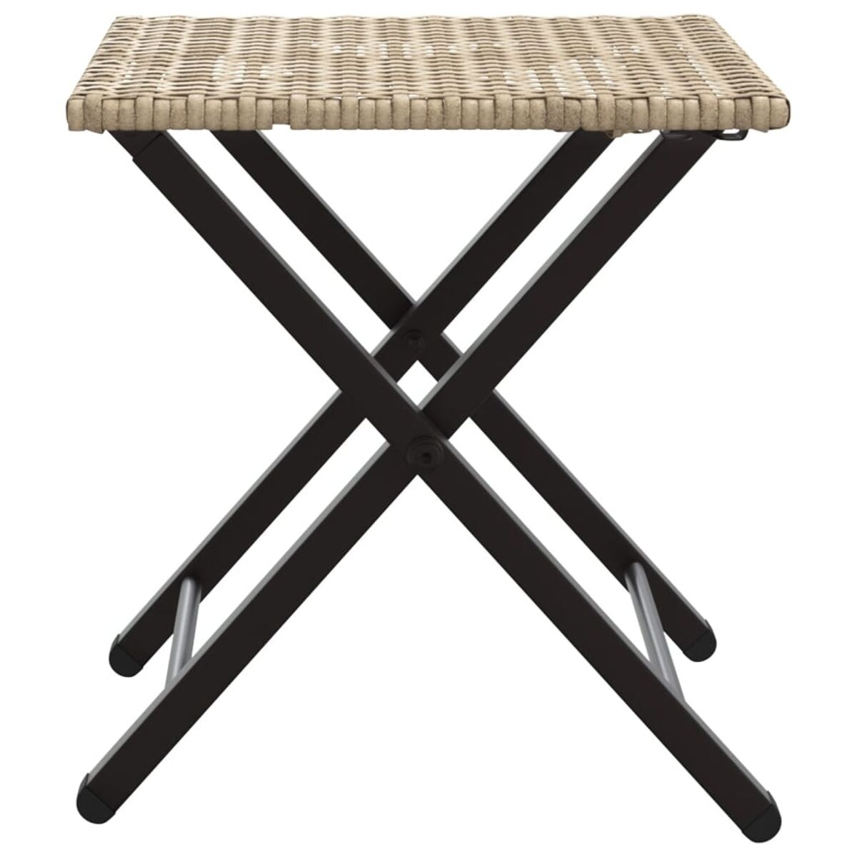 Tavolino quadrato in rattan con struttura in metallo.