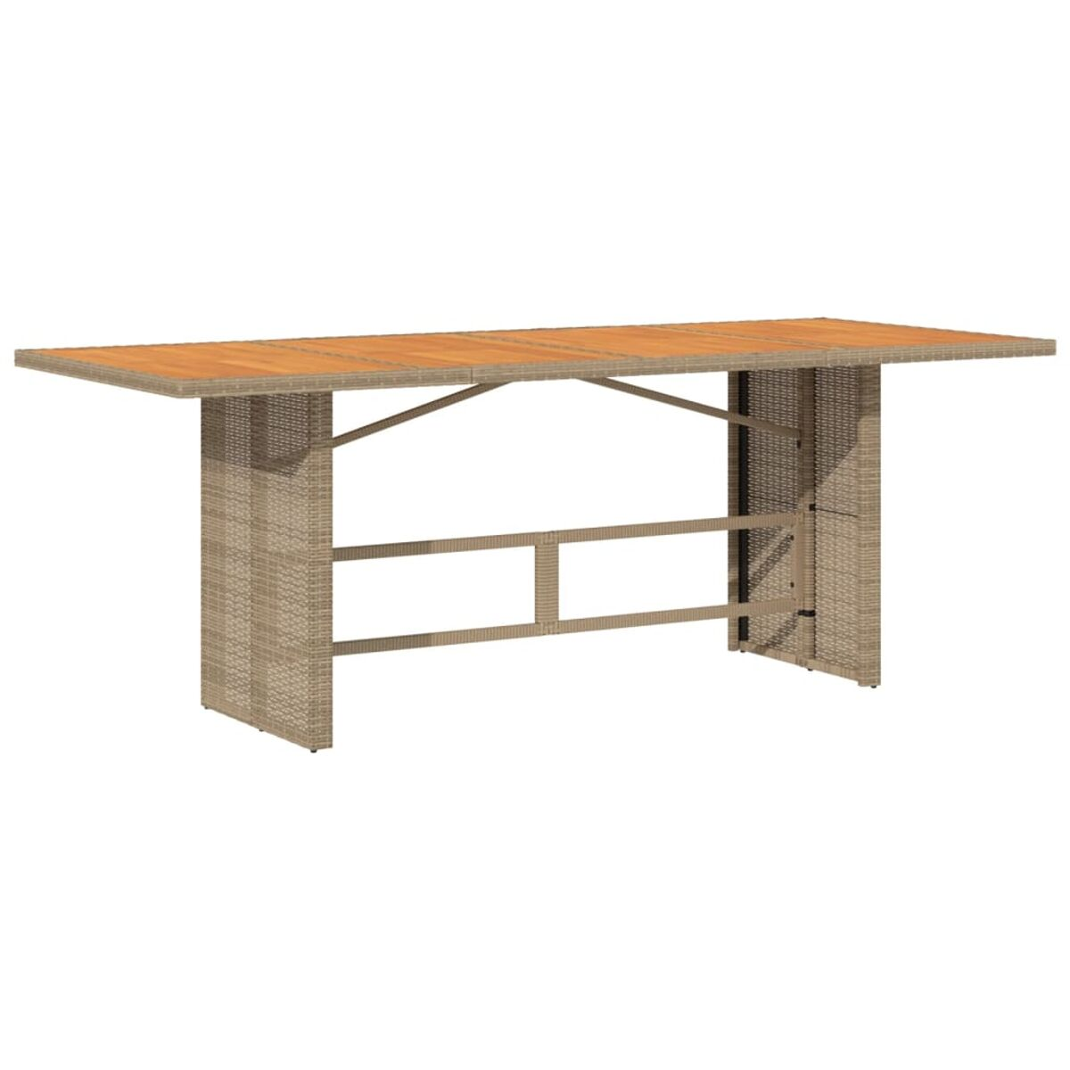 Rattantisch mit Holzplatte und schlichtem Design.
