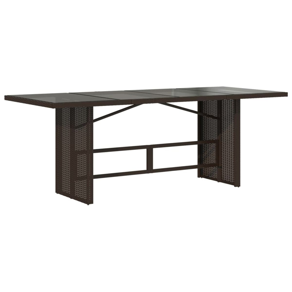 Korbtisch, braune Farbe, rechteckige Form, offenes Design. Einfacher Hintergrund.