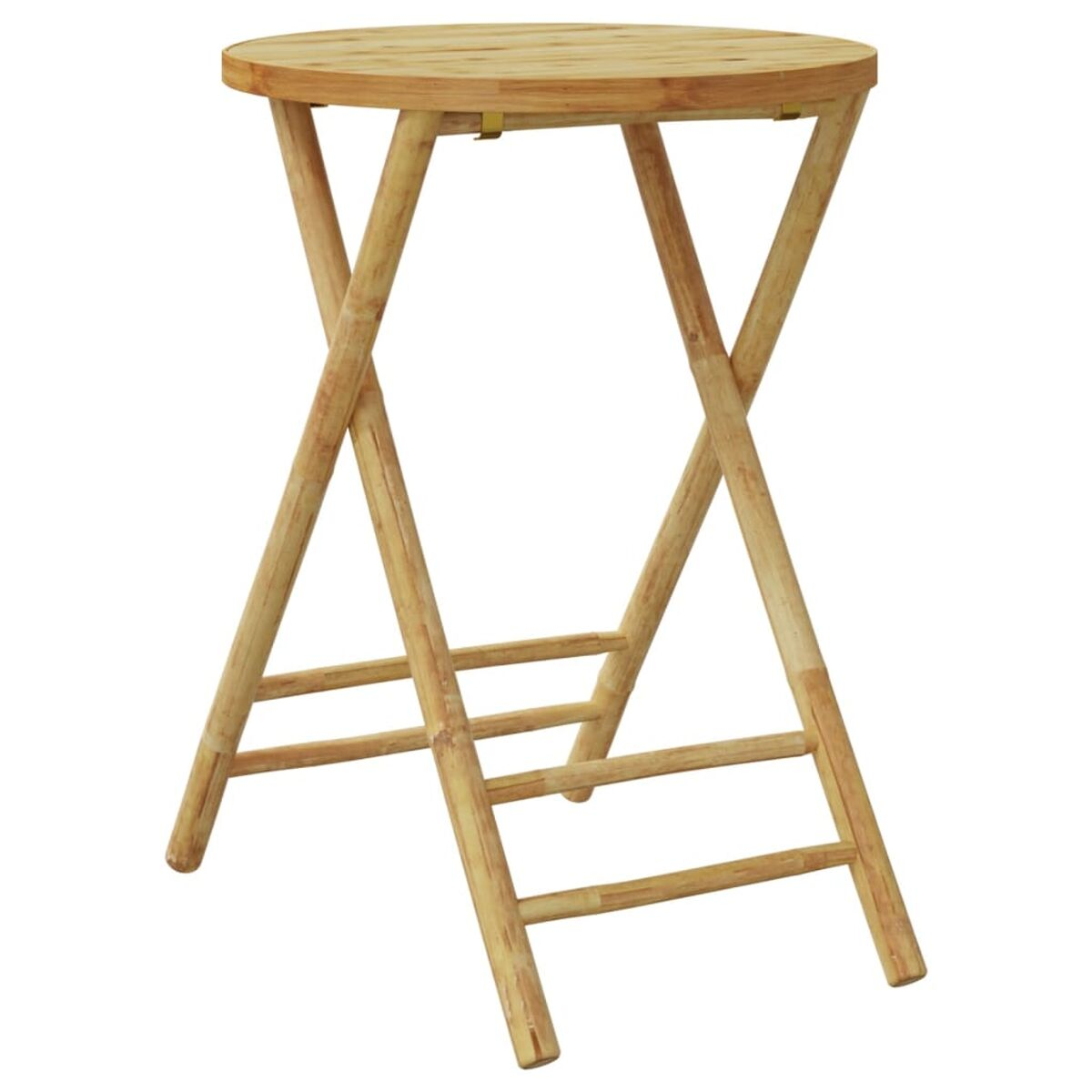 Klappbarer Beistelltisch aus Holz mit runder Tischplatte, aus Bambus.