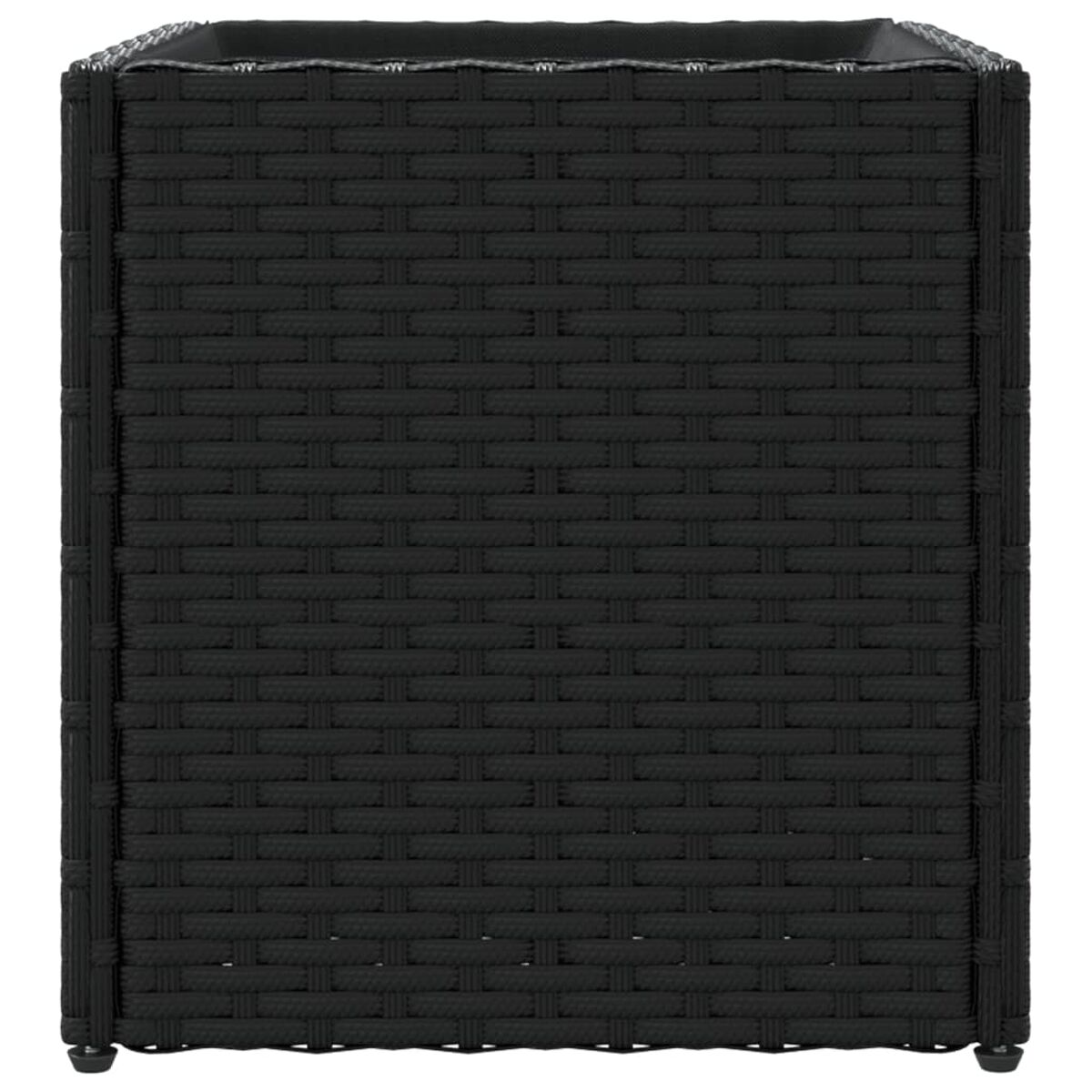 Fioriera rettangolare nera intrecciata con rivestimento nero.