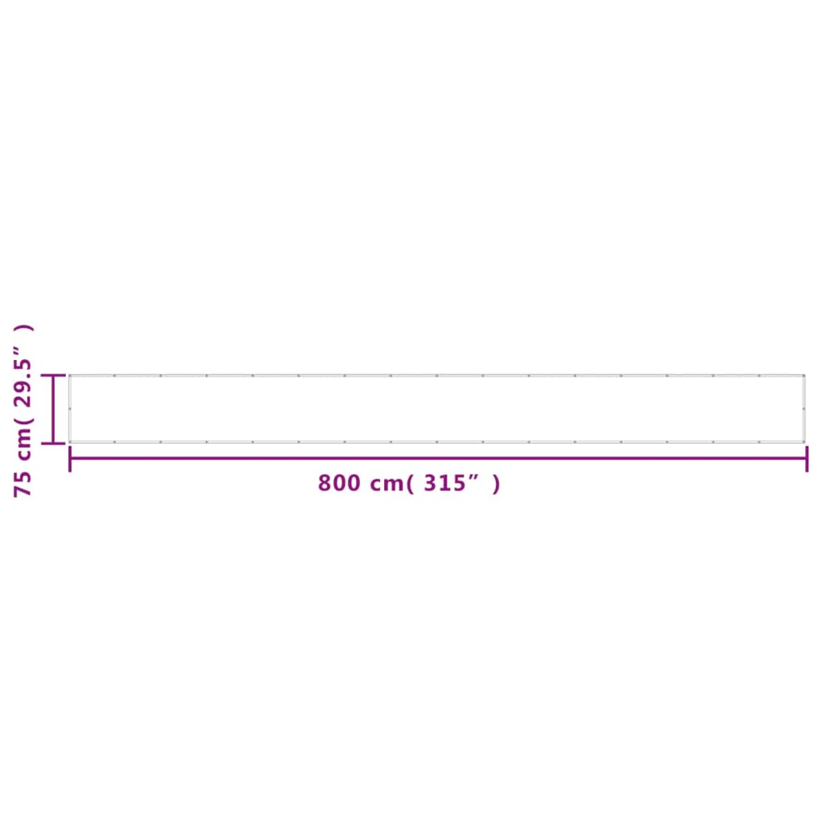Ein beiger Stoff. Die Abmessungen betragen 75 cm x 800 cm. Der Stoff hat eine verstärkte Kante mit Loch.
