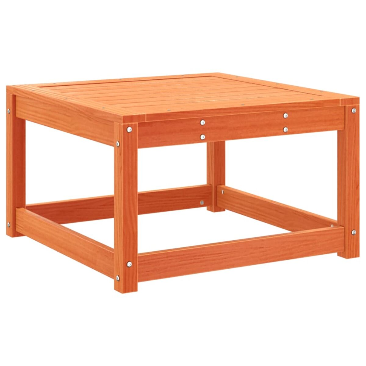 Oranger quadratischer Holztisch.