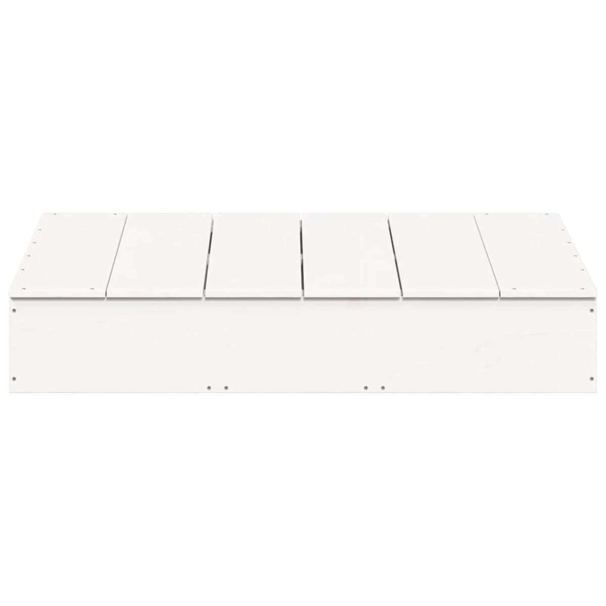Contenitore esterno bianco e rettangolare con coperchi sollevabili. Cinque coperchi.