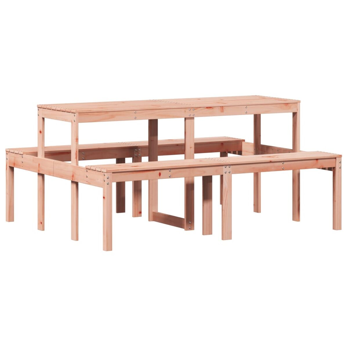 Eine hölzerne Außenstruktur mit mehreren Ebenen. Aus Holz gefertigt und für den Außenbereich bestimmt.