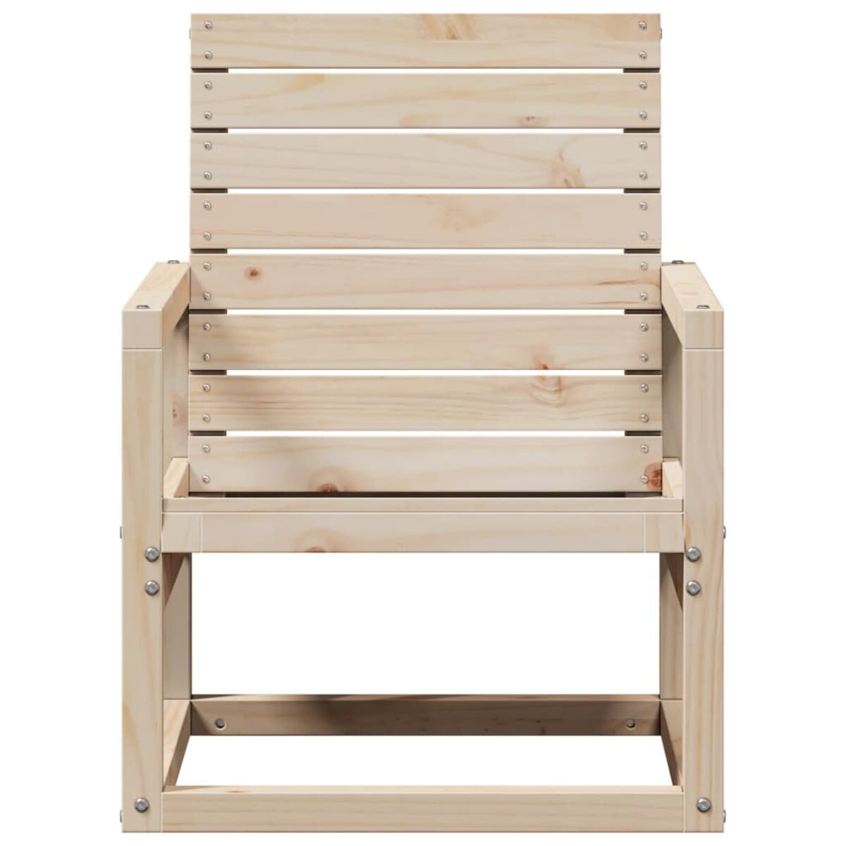 Holzstuhl mit horizontalen Lamellen, helle Holzfarbe, schlichtes Design.