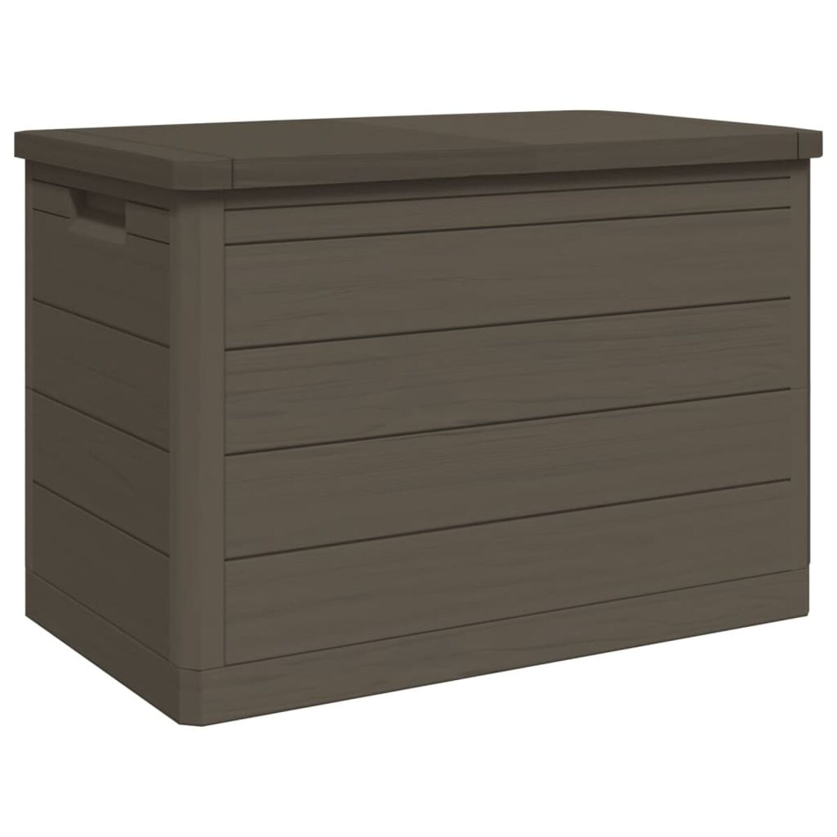 Braune Holzaufbewahrungsbox. Die Box ist rechteckig. Der Hintergrund ist weiß.