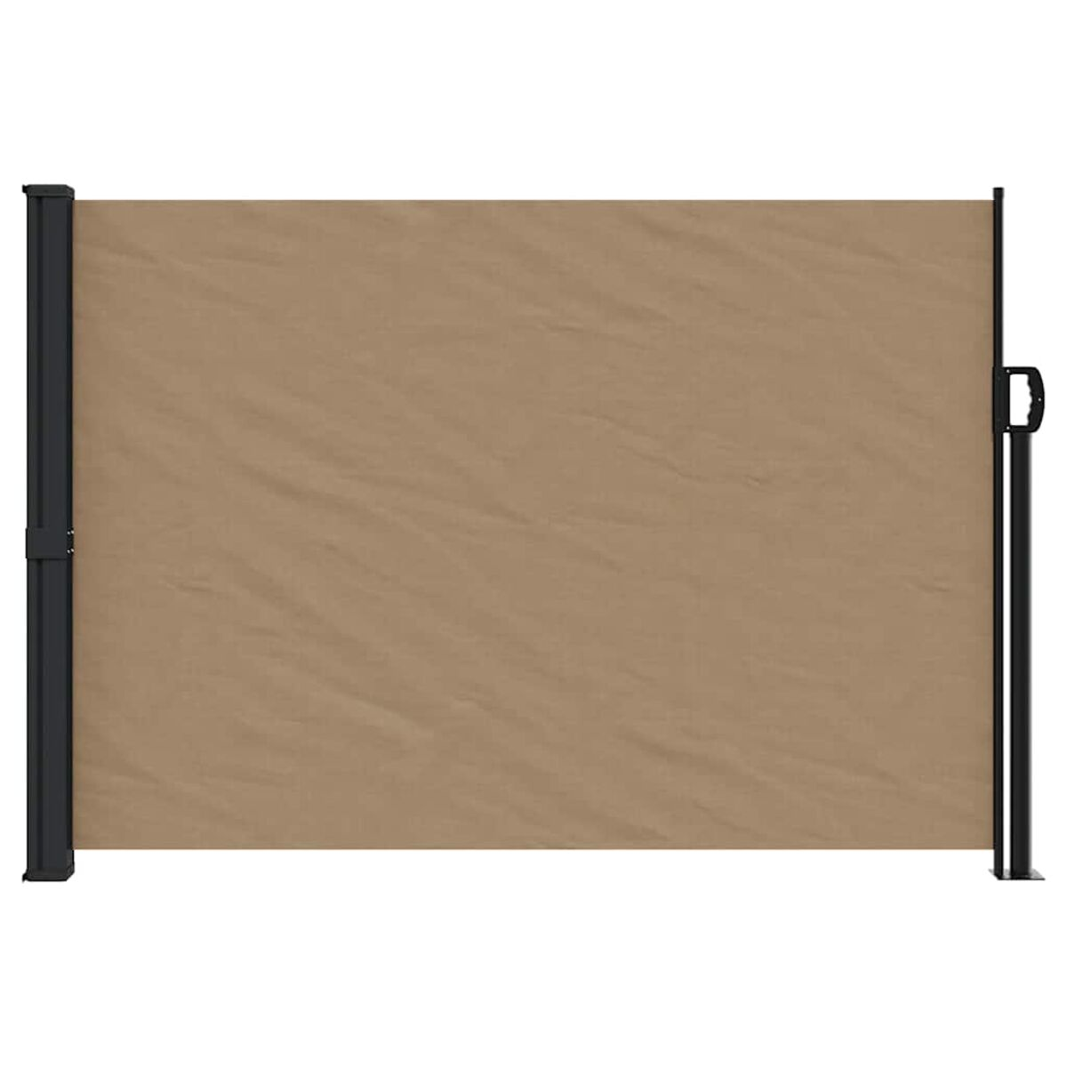 Ein brauner Outdoor-Sichtschutz mit schwarzem Griff und Rahmen, nach rechts.