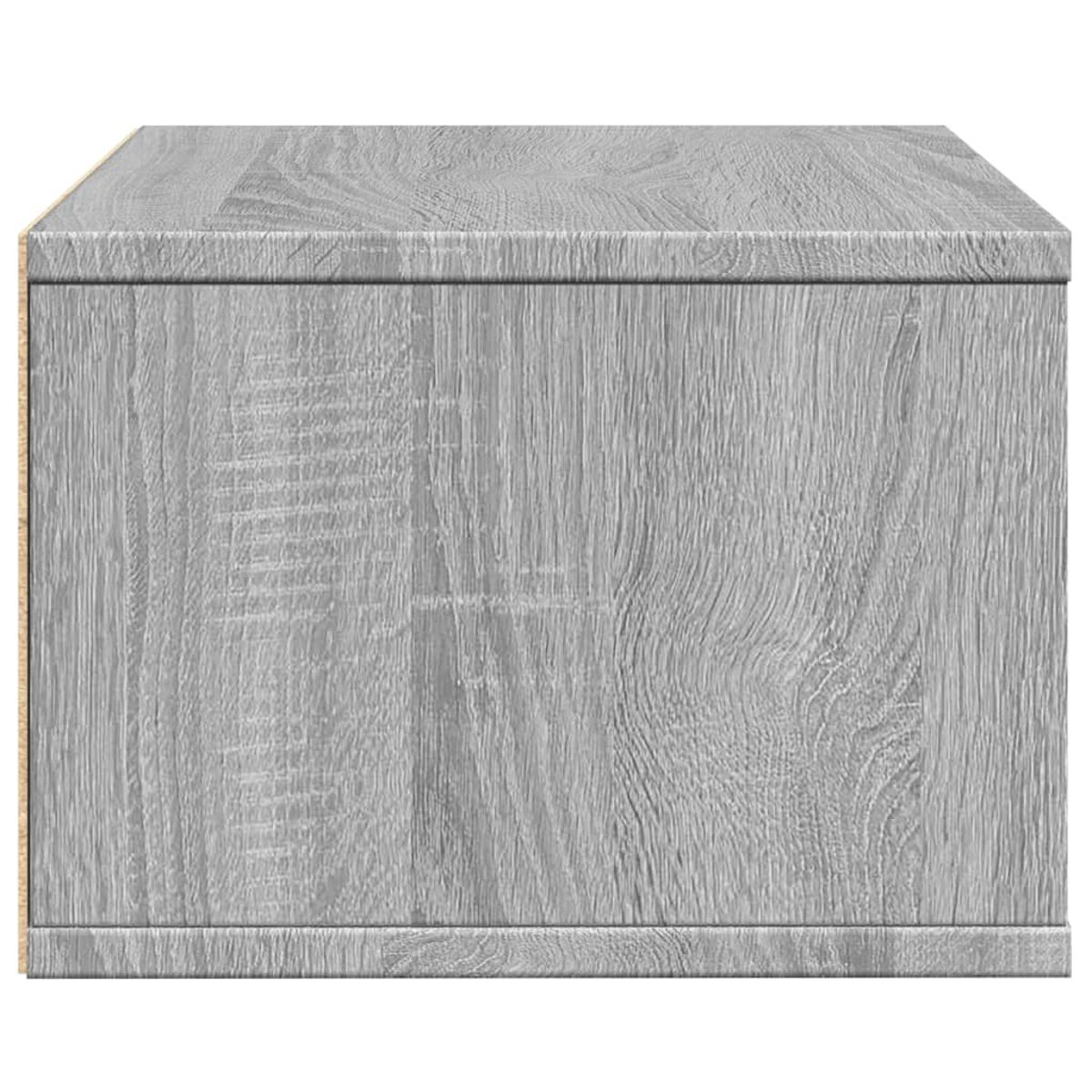 Graues Holzmaserungskabinett mit einfachem, kastenförmigem Design.