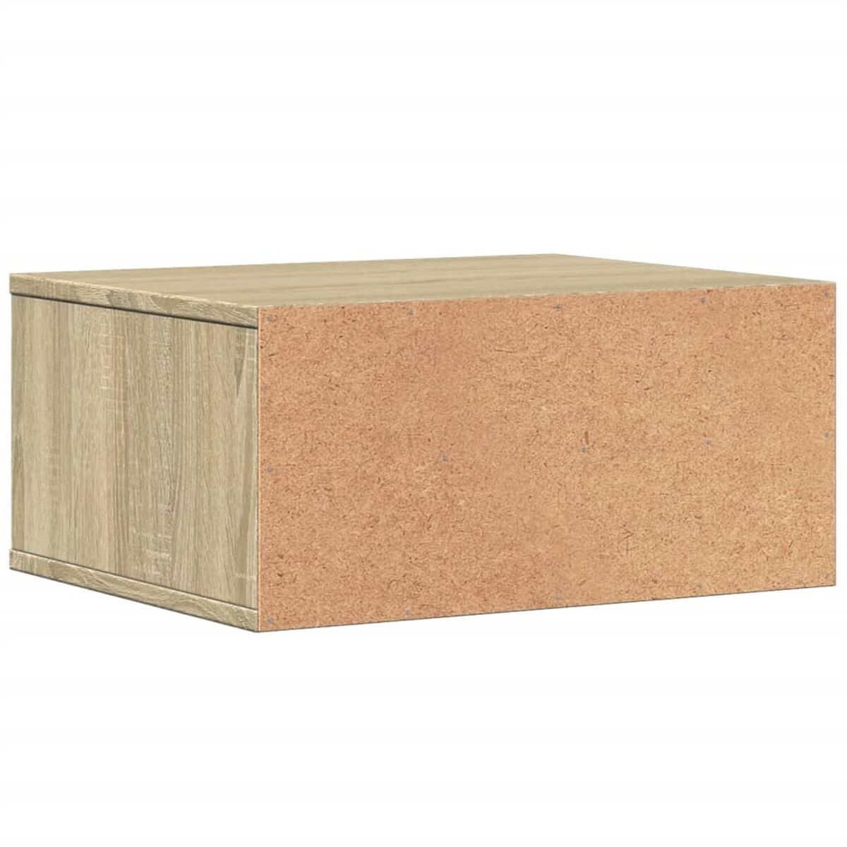 Ein hellbrauner rechteckiger Schrank mit Holzmaserung.