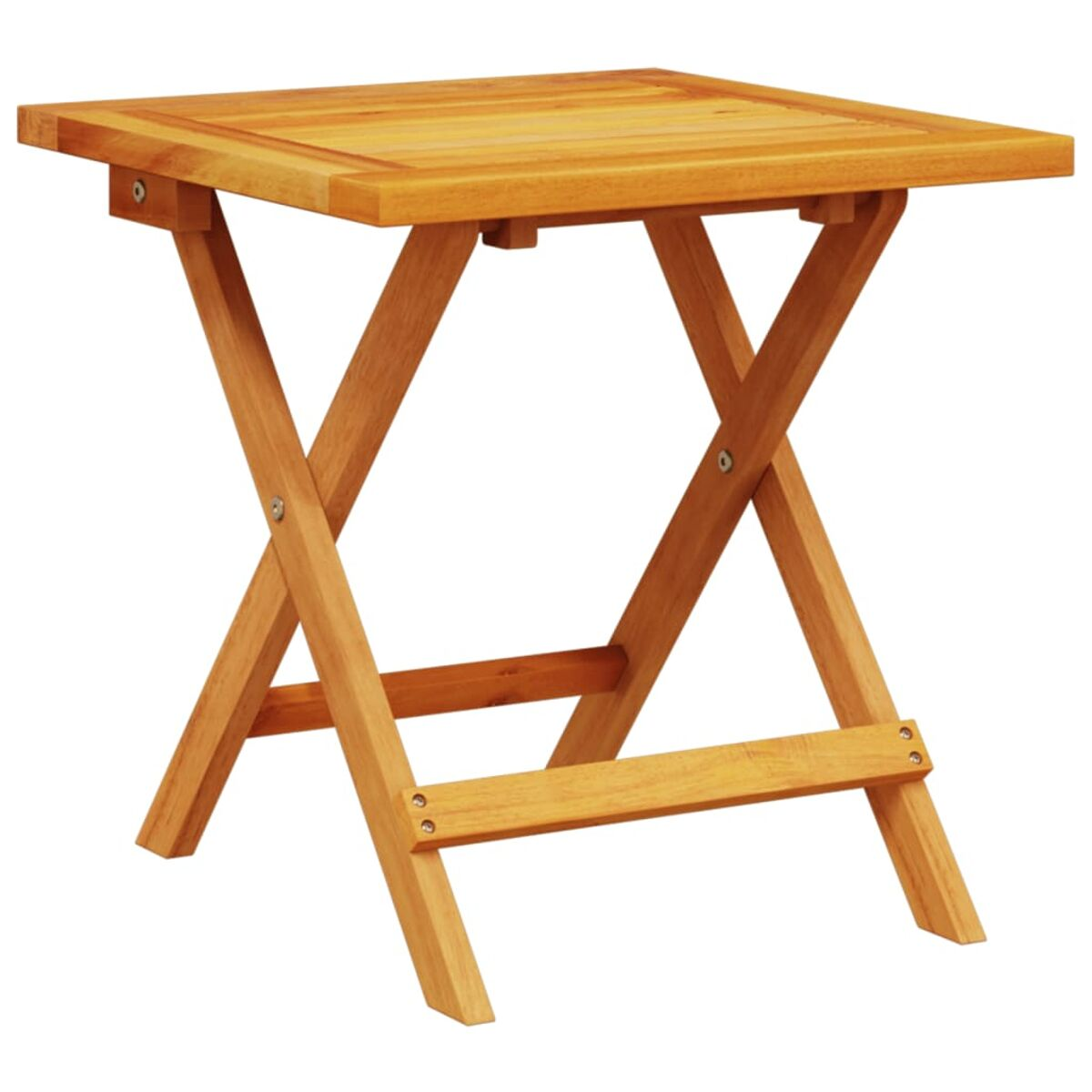 Klapptisch aus Holz mit X-Gestell.