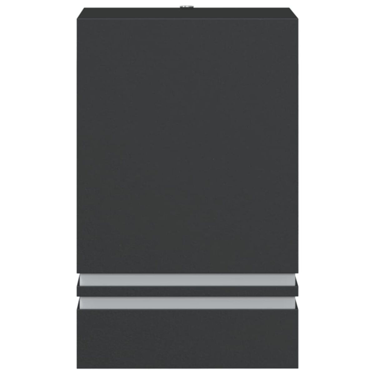 Dunkelgraue rechteckige Außenwandleuchte. Sie hat eine rechteckige Form mit einem Lichtbalken.