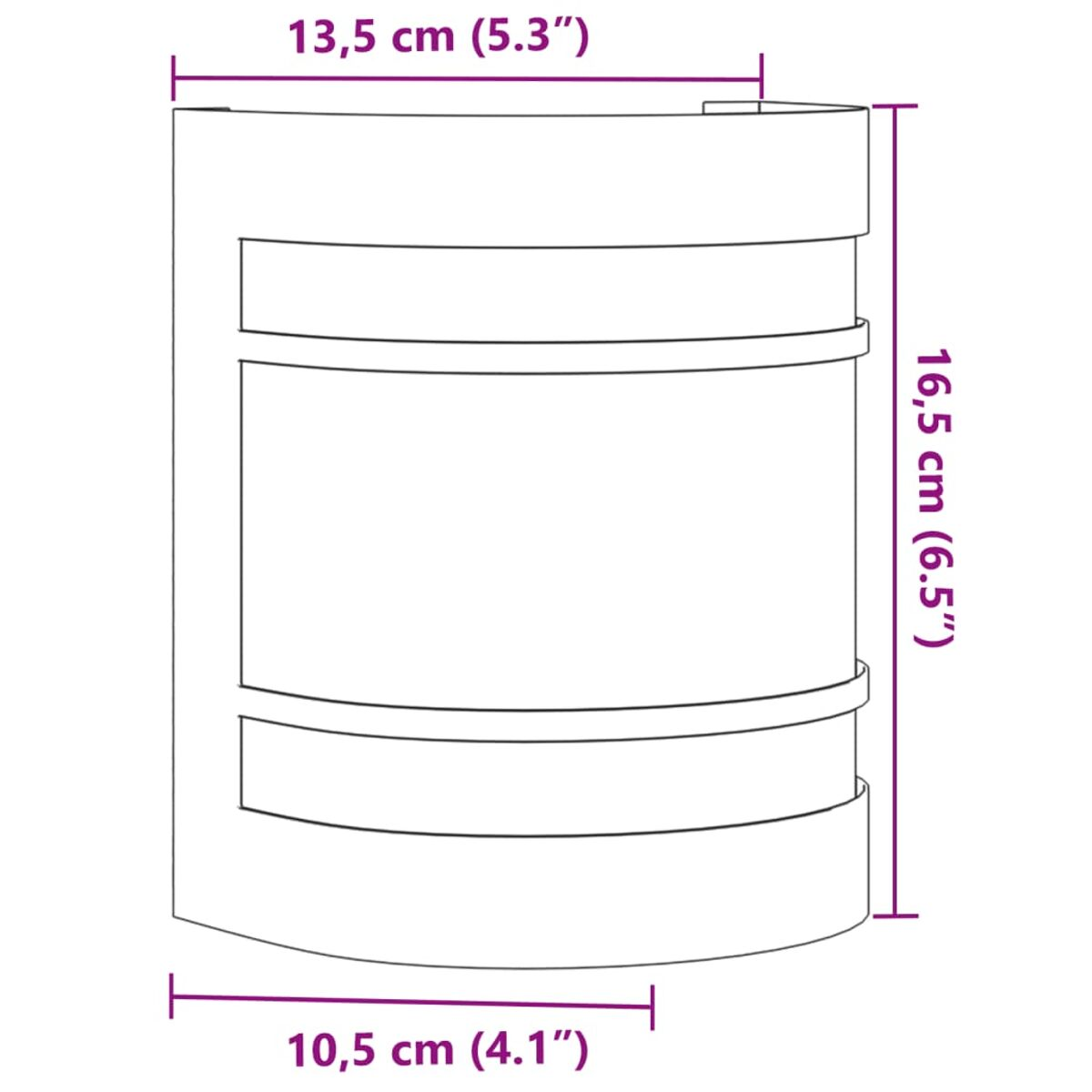 Wandleuchte für den Außenbereich mit weißem Licht. Es hat ein gebogenes Design mit rechteckiger Form.