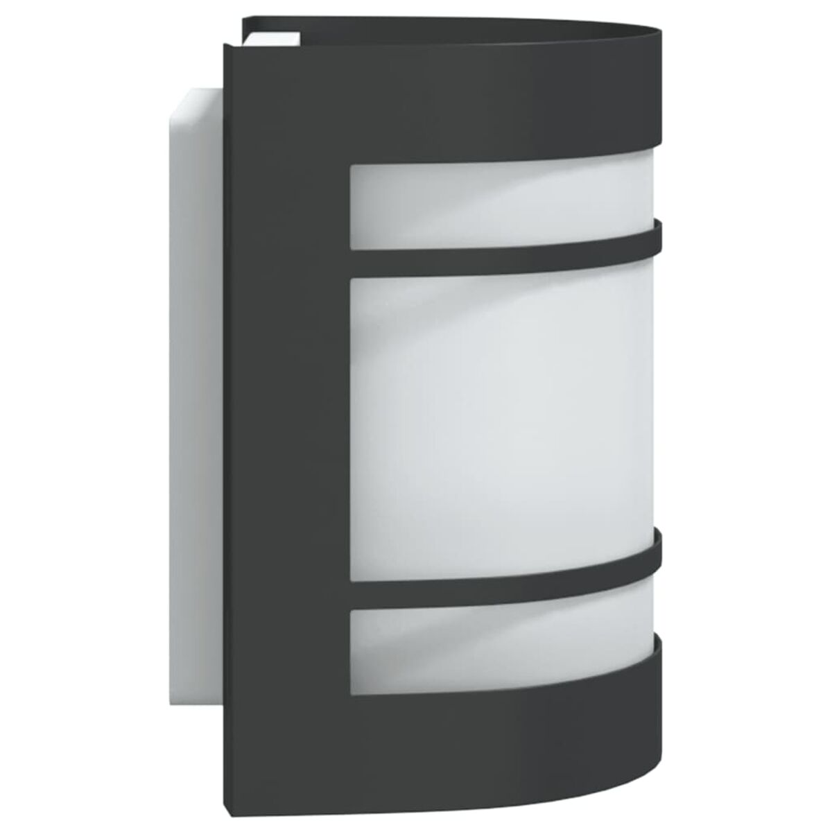 Schwarze Außenwandleuchte mit weißem Innenteil und geschwungenem Design.