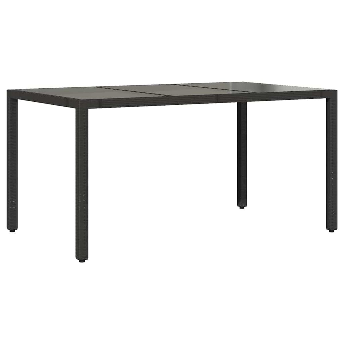 Tavolo da pranzo scuro per esterni con forma rettangolare e superficie scura.