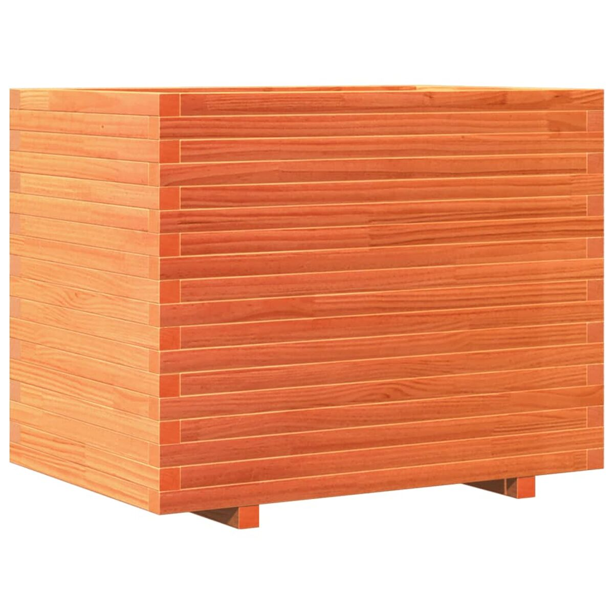 Stapel Holzbretter mit sichtbarer Maserung. Die Bretter sind rechteckig angeordnet, mit sichtbaren Stirnholzmaserungen.