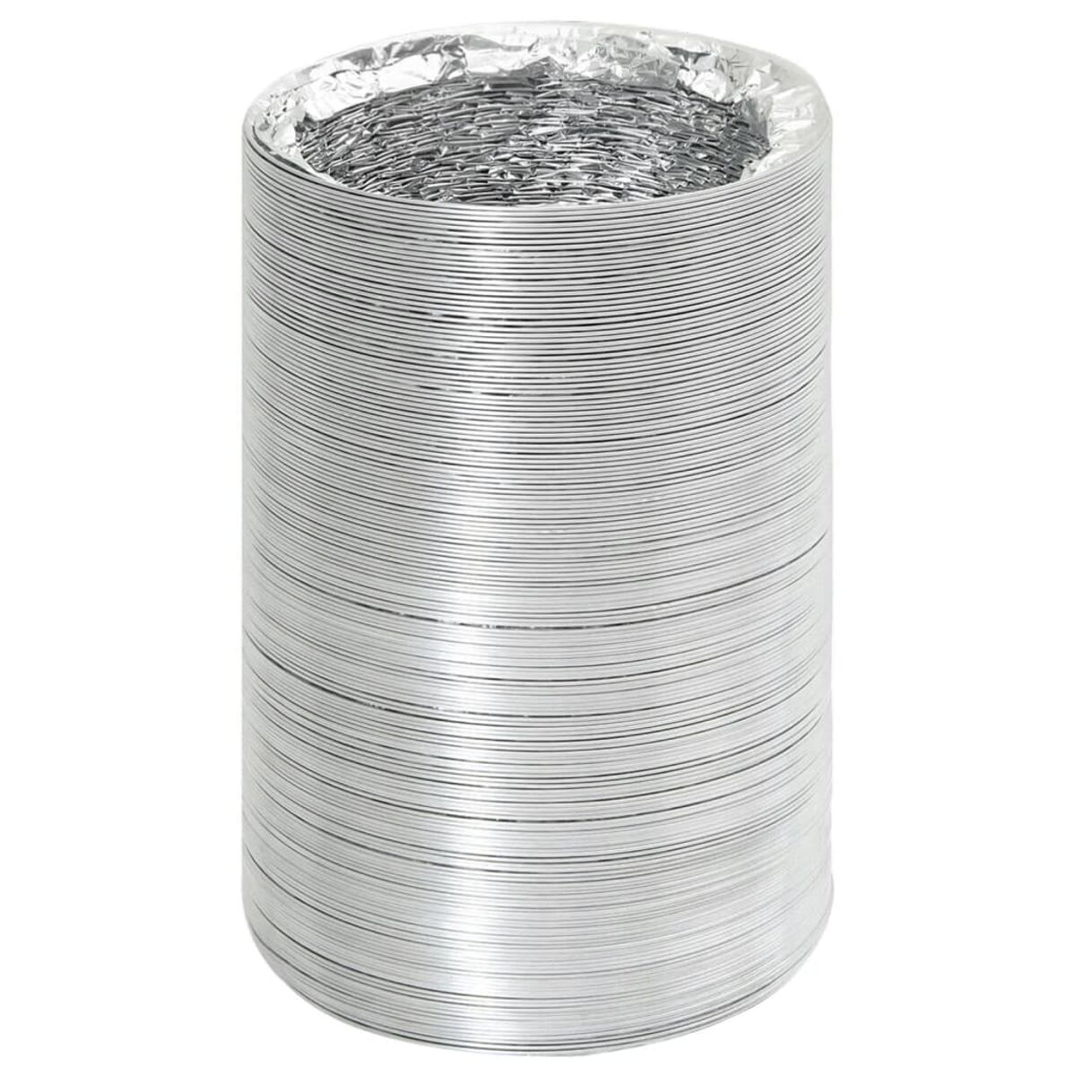 Flexibler Aluminiumkanal, silber, zylindrisch. Innen gewellt.