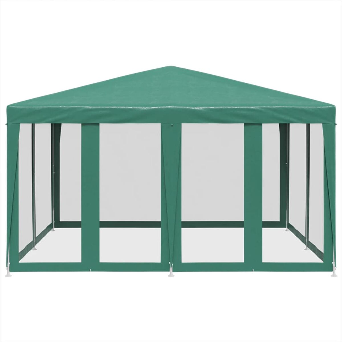 Gazebo verde con pareti trasparenti, una struttura nel cortile.