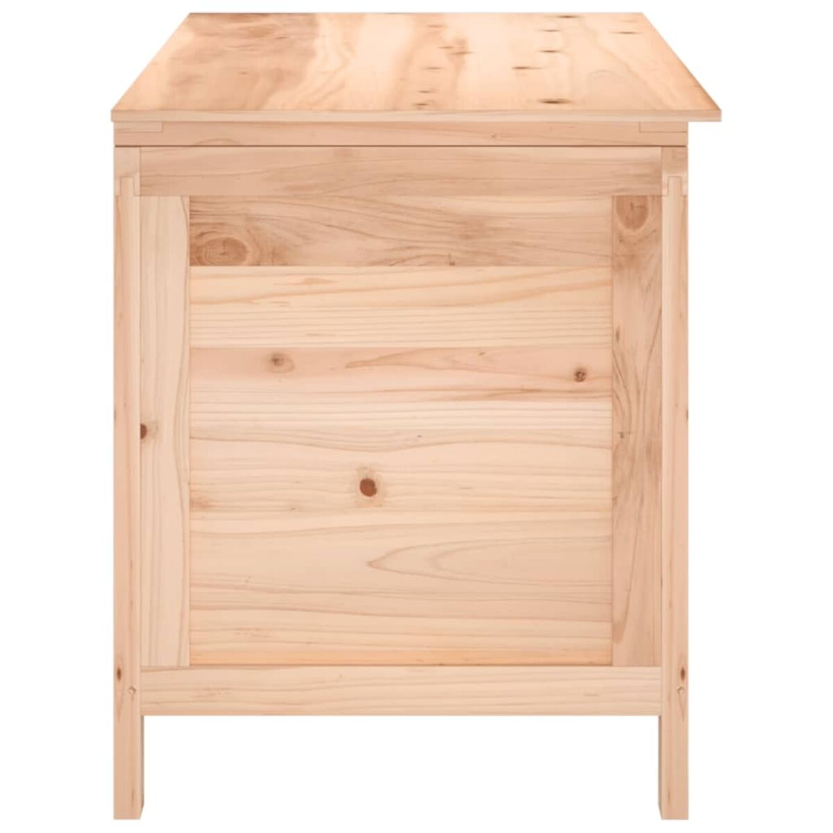 Holzschrank mit hellem Holzfinish. Verfügt über eine Tür mit vertikalen und horizontalen Paneelen.