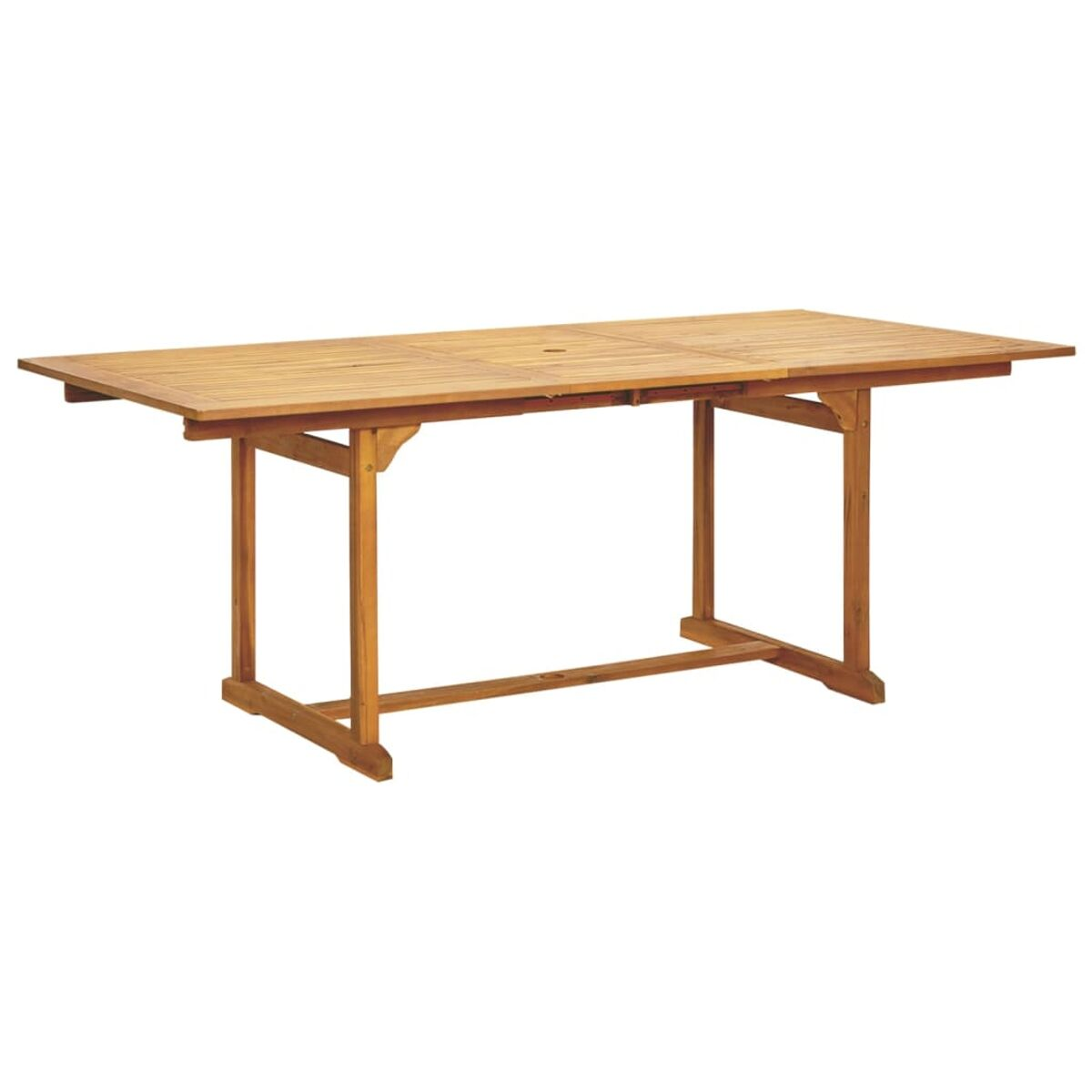Tavolo da pranzo in legno per esterni. Forma rettangolare, allungabile.