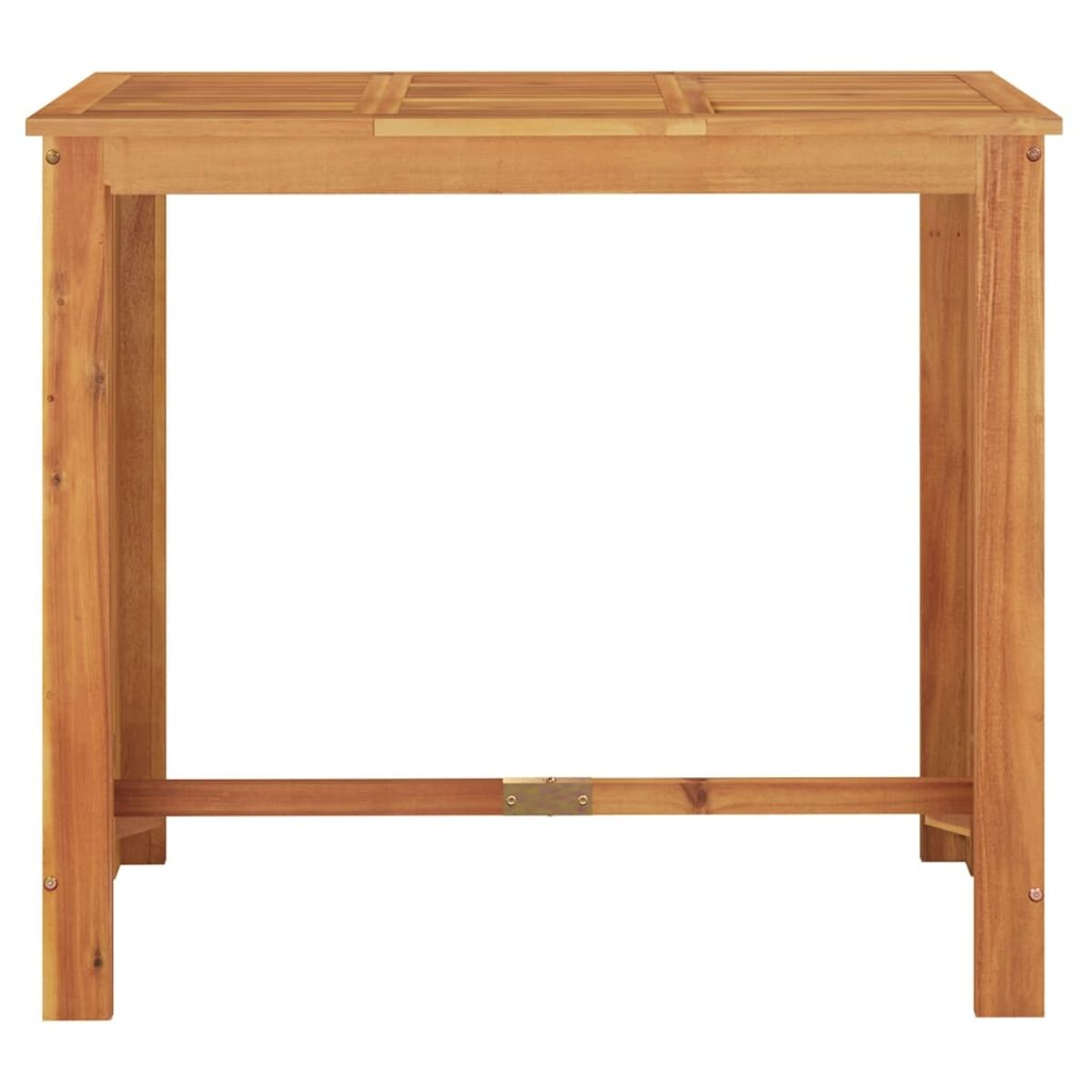 Quadratischer Holztisch für draußen.