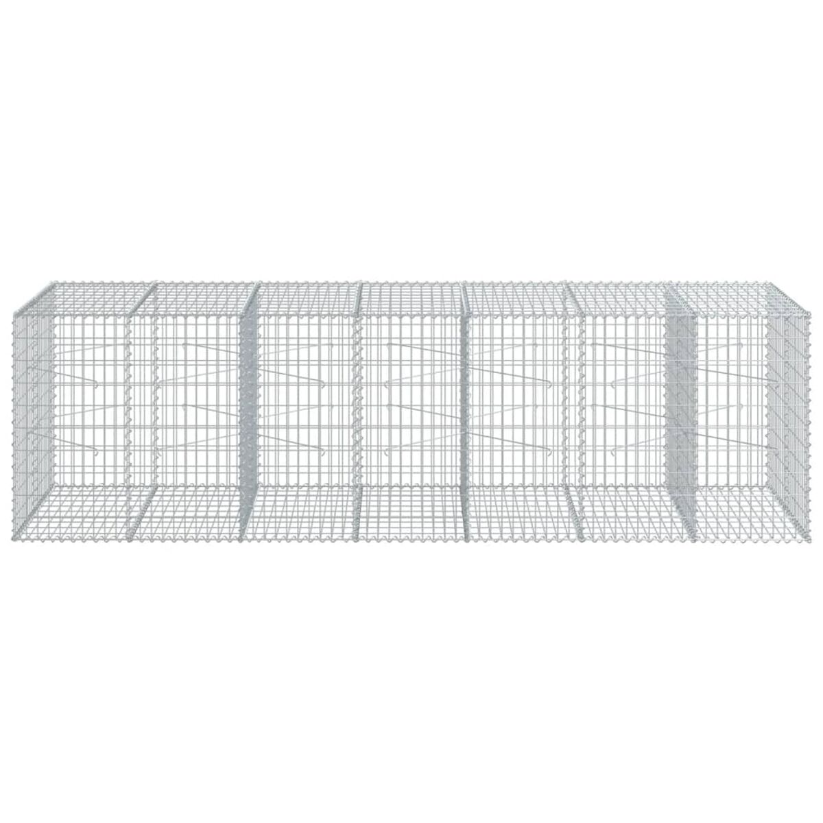 Ein rechteckiger Gabion. Es besteht aus Drahtgeflecht.