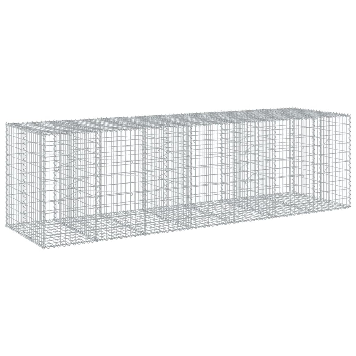 Rechteckige Metall-Gabionenstruktur, leer.