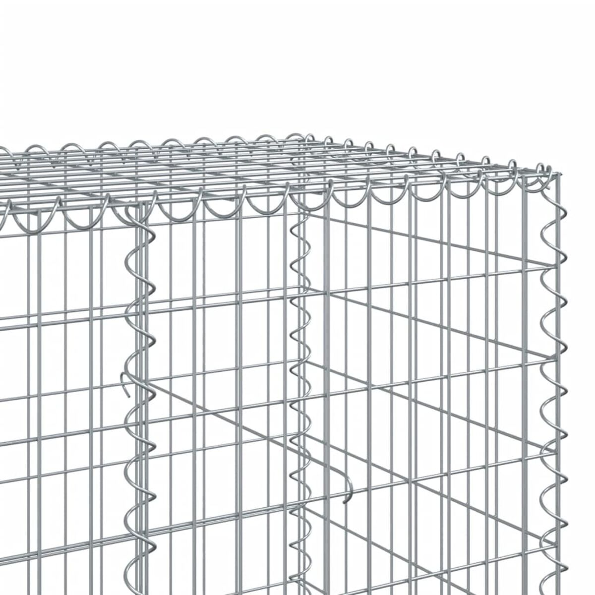 Nahaufnahme eines Metallgabions mit Maschendesign.