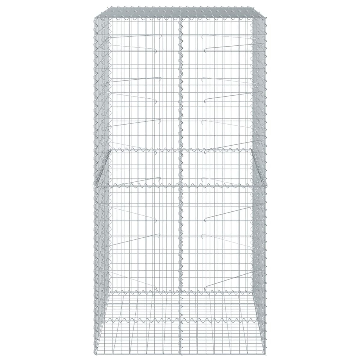 Rechteckige Metallgitterbox. Silber, quadratische Form. Weißer Hintergrund.