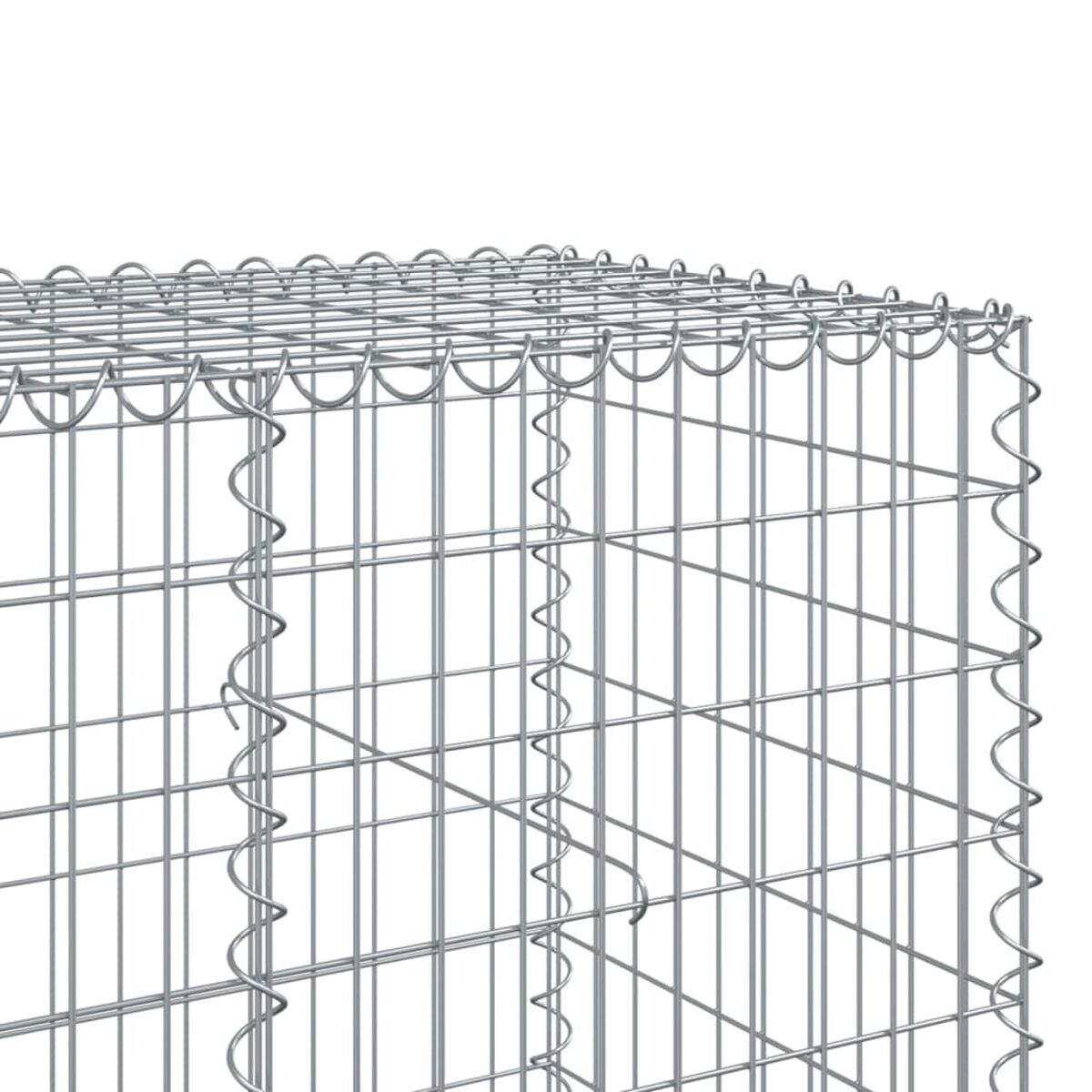 Nahaufnahme eines Gabion. Es ist ein Drahtgeflechtkäfig. Für den Bau verwendet.