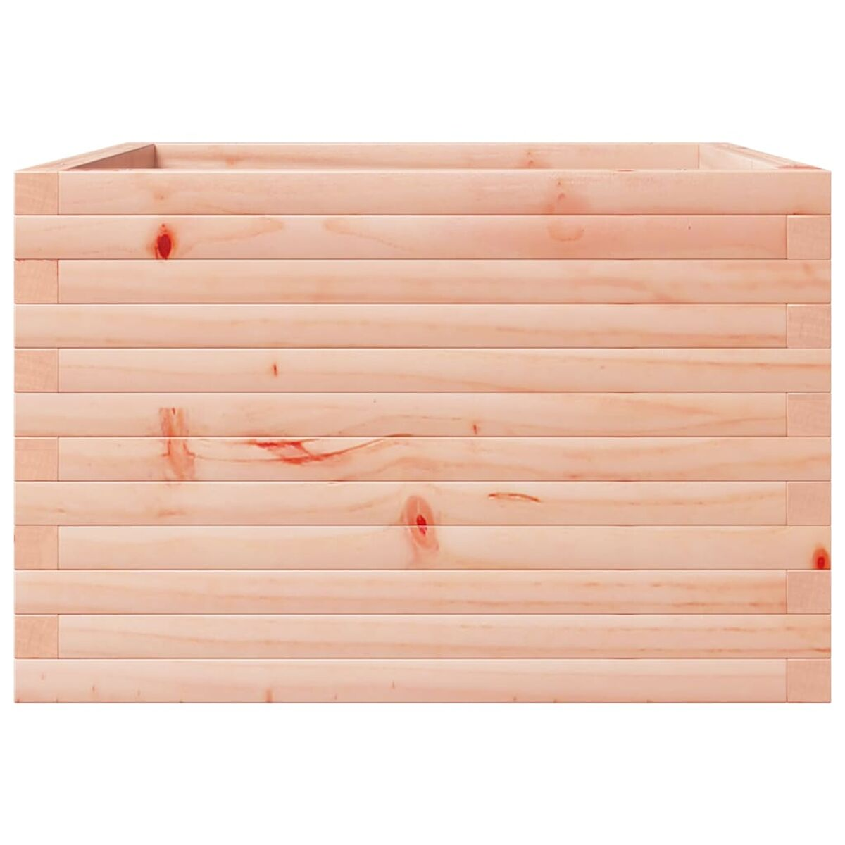 Holzpflanzkasten. Helle Holzfarbe. Isoliert auf weißem Hintergrund.