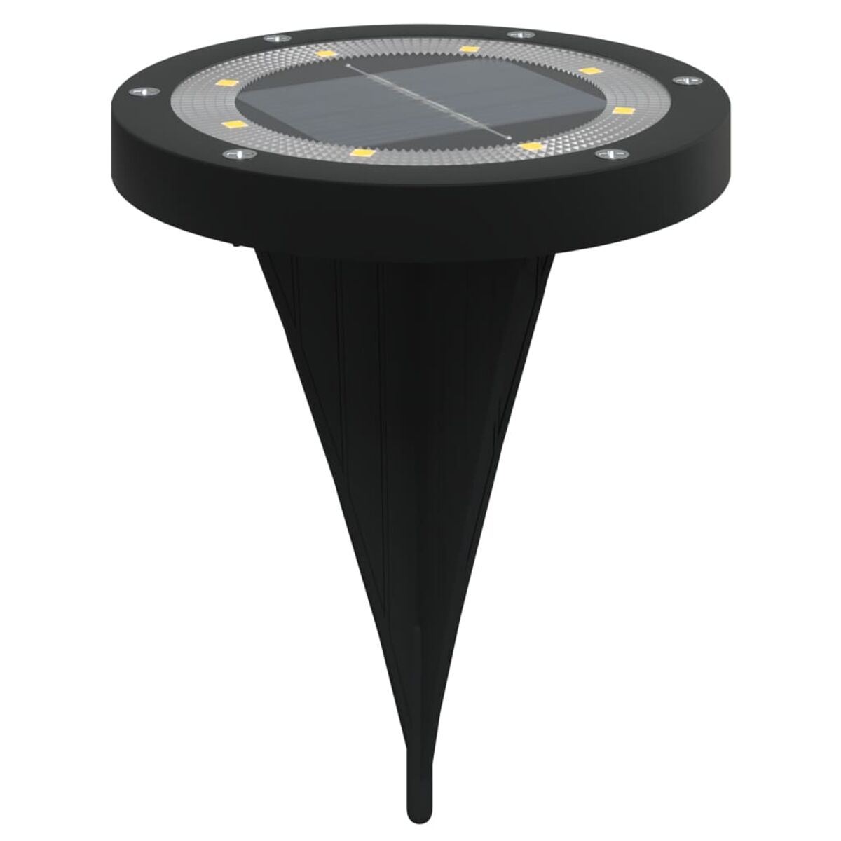 Ein schwarzes Solar-Bodenlicht mit einem Dorn für den Boden.
