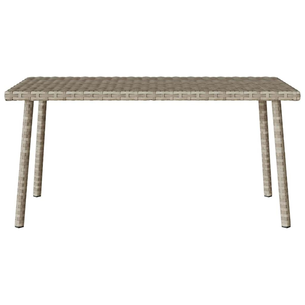 Rechteckiger Webetisch mit vier Beinen, hellbeige Farbe.