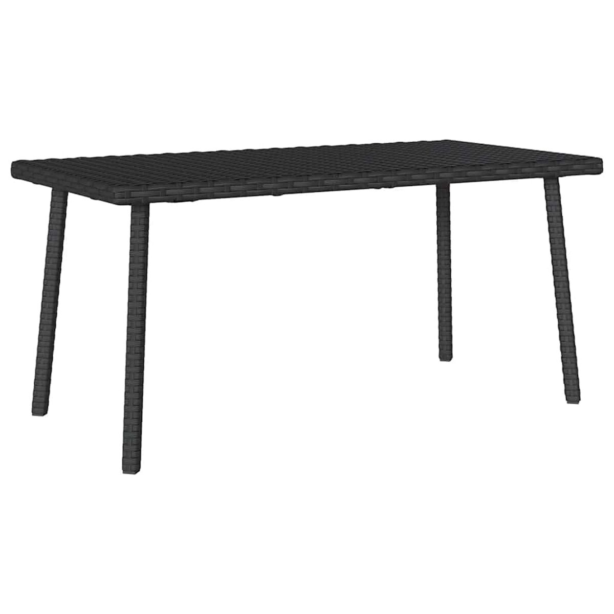 Tavolo rettangolare nero con gambe sottili.