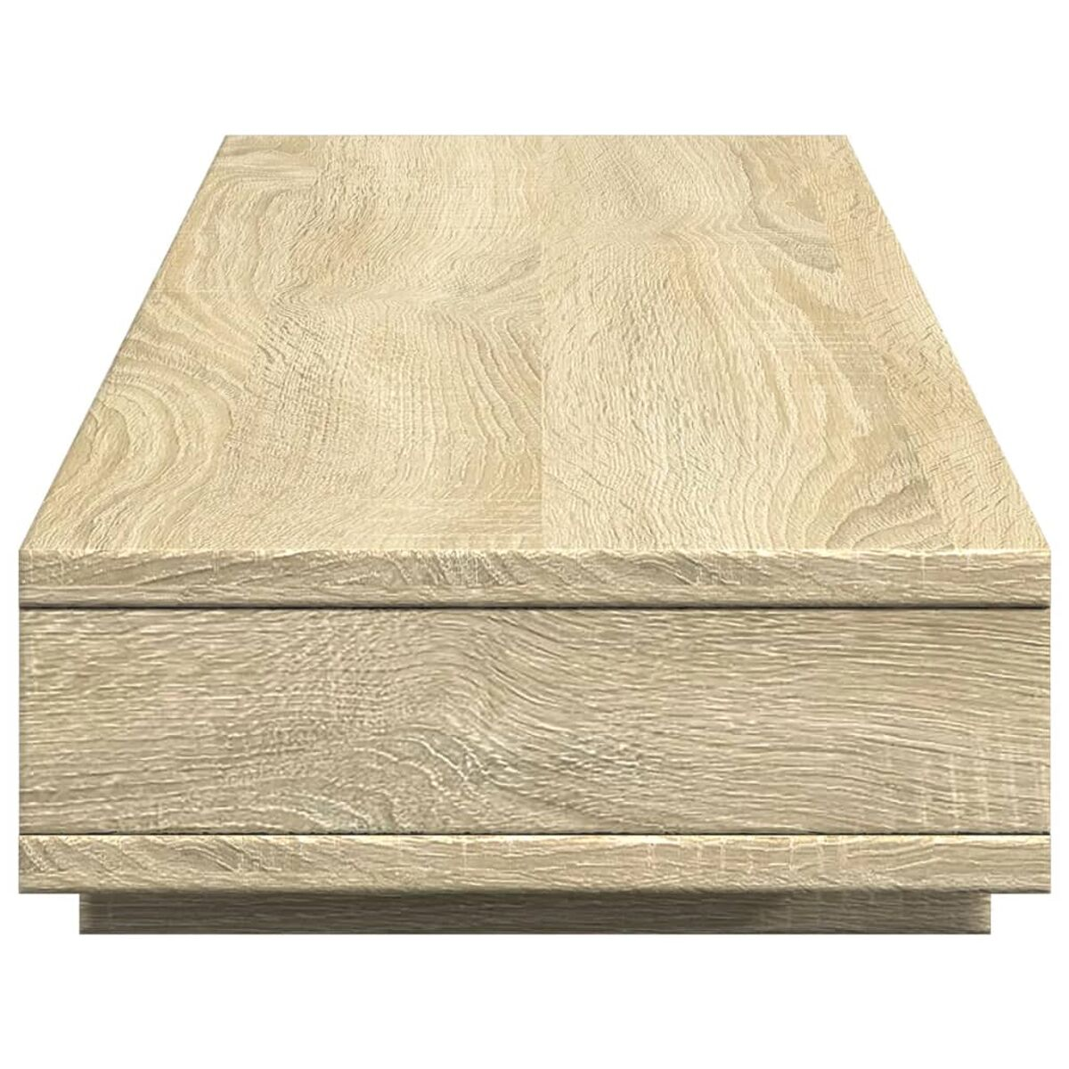 Holz-Couchtisch mit hellem Holzmaserung.