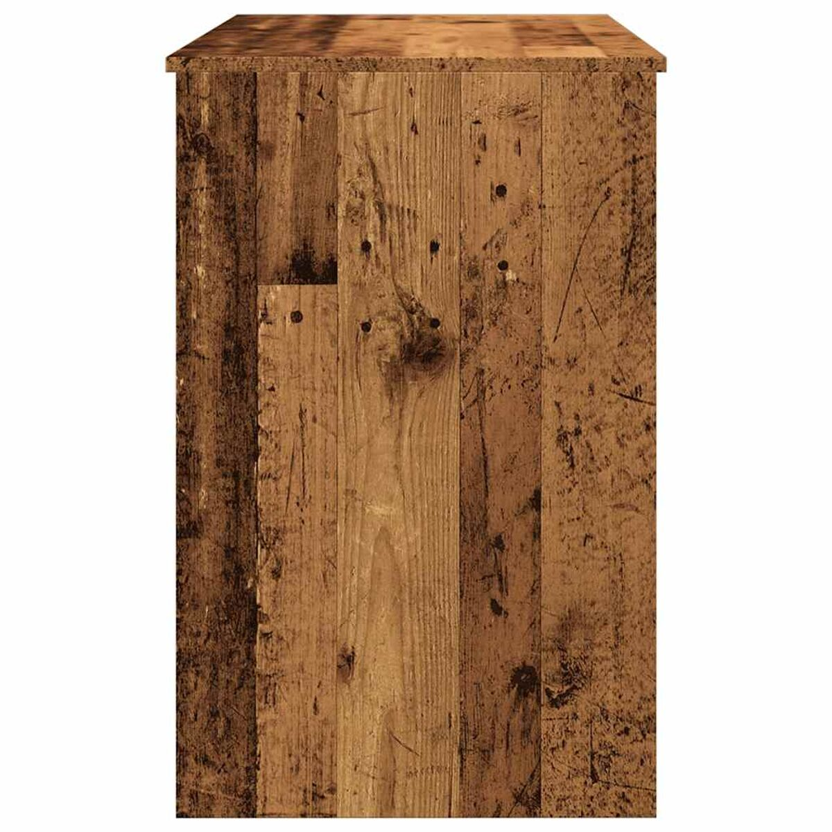 Holzpaneel, möglicherweise eine Seite eines Schranks, mit sichtbarer Holzmaserung.