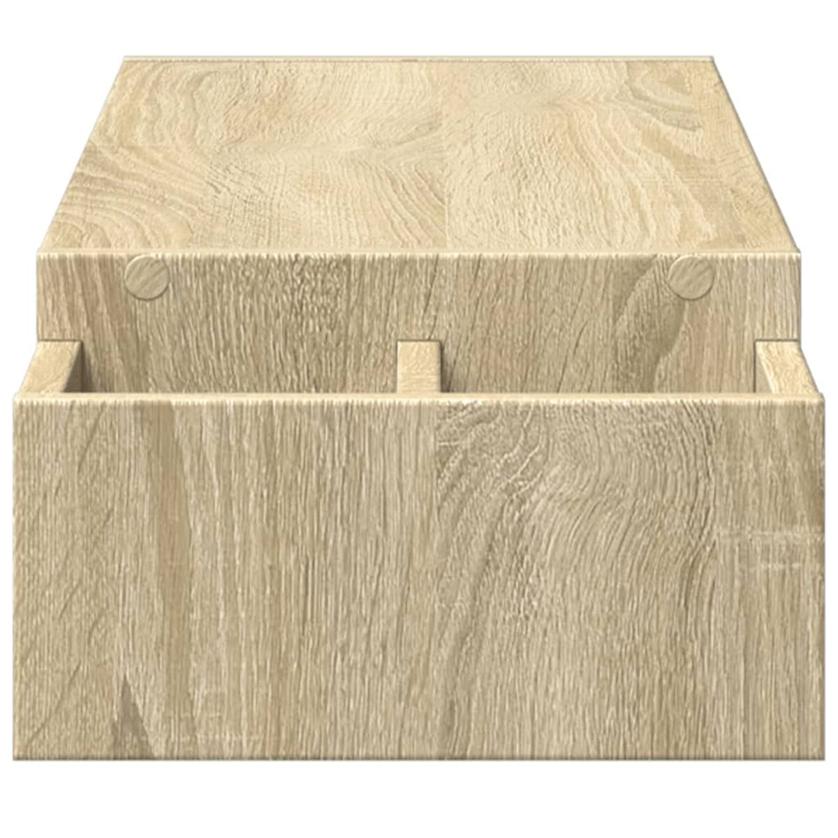 Holzkiste mit hellfarbigem Maserungsmuster.