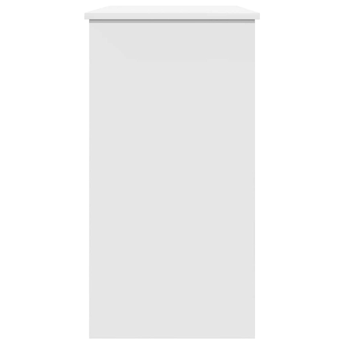 Weißer Schrank, leer und einfach. Modernes, sauberes Design, Frontansicht.