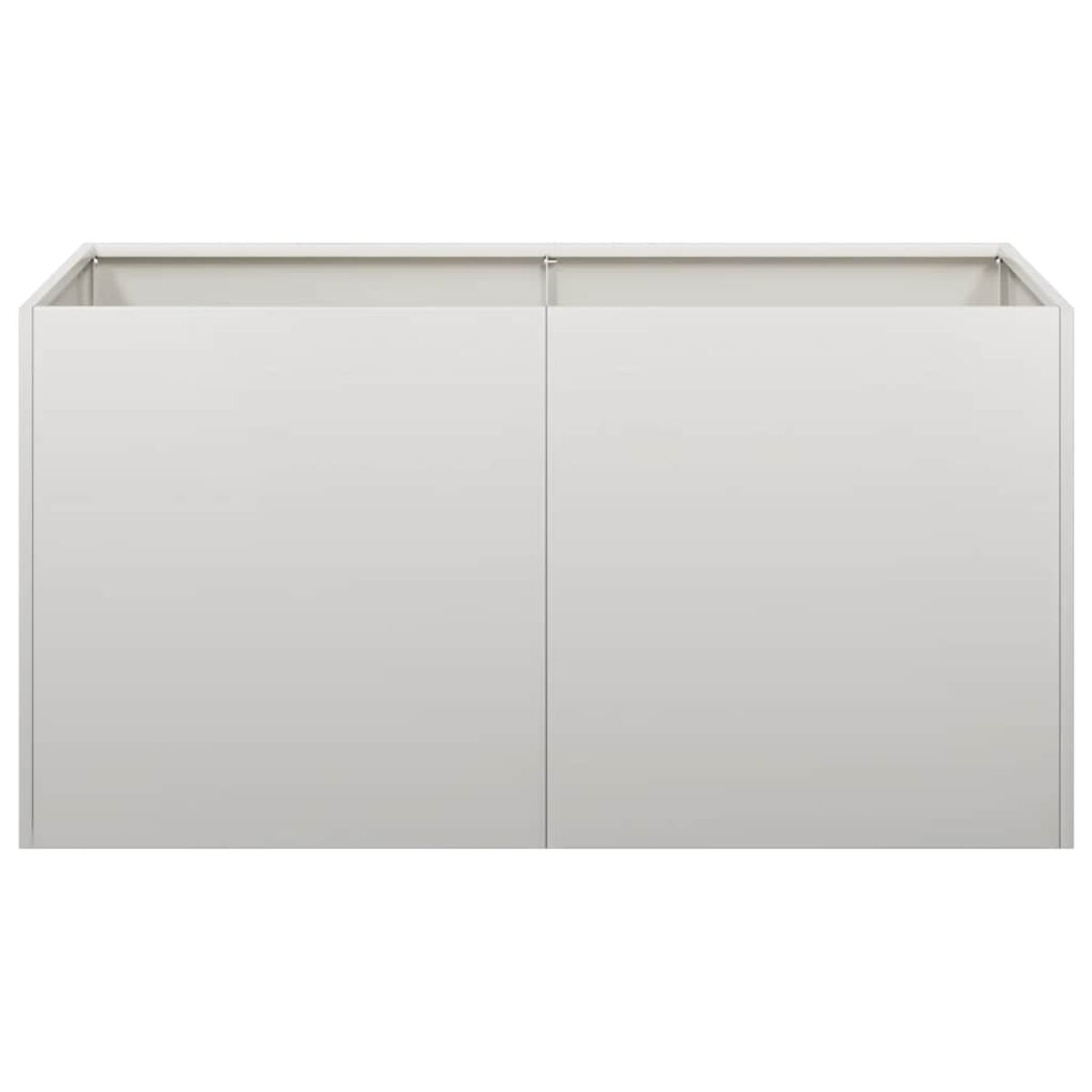 Un mobile bianco a due ante. Il mobile è rettangolare e ha un design semplice, su sfondo bianco.