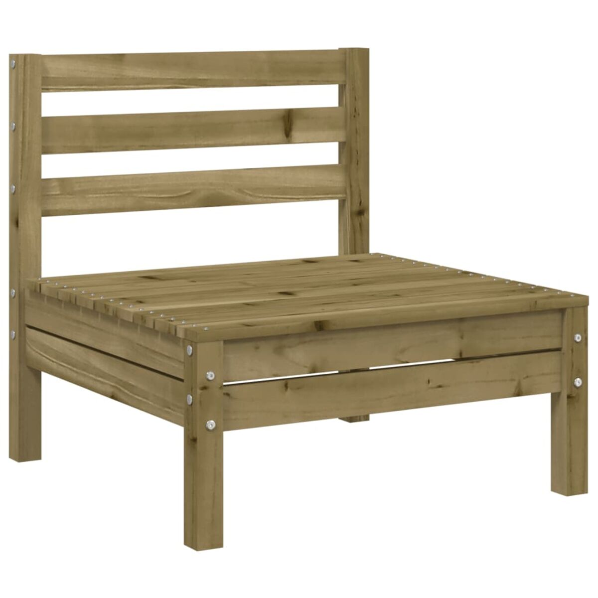 Holz-Außenstuhl. Einfaches Design mit Latten-Sitz und -Rückenlehne.