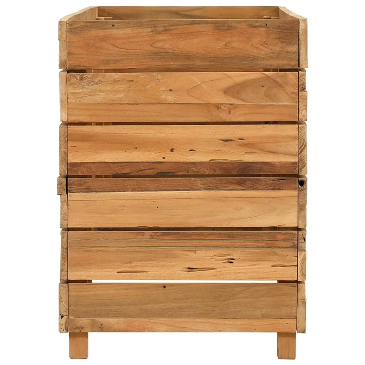 Pflanzkasten aus Holz aus Brettern. Beige Farbe.