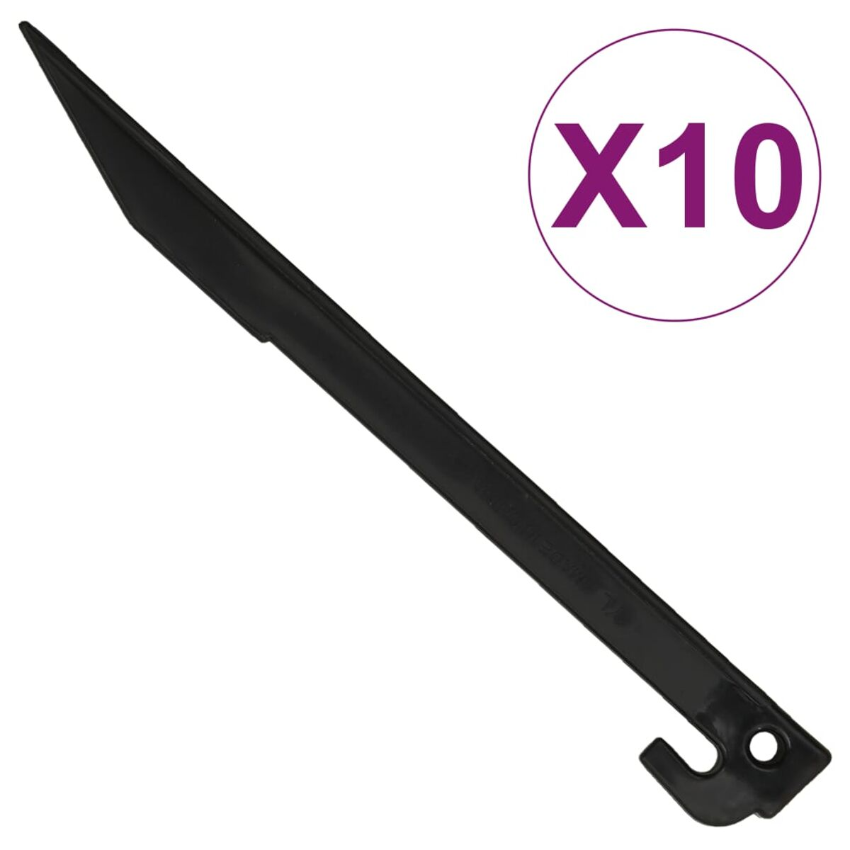 Schwarze Pfähle in Nahaufnahme. Ein Kreis mit 'X10' befindet sich in der oberen rechten Ecke.