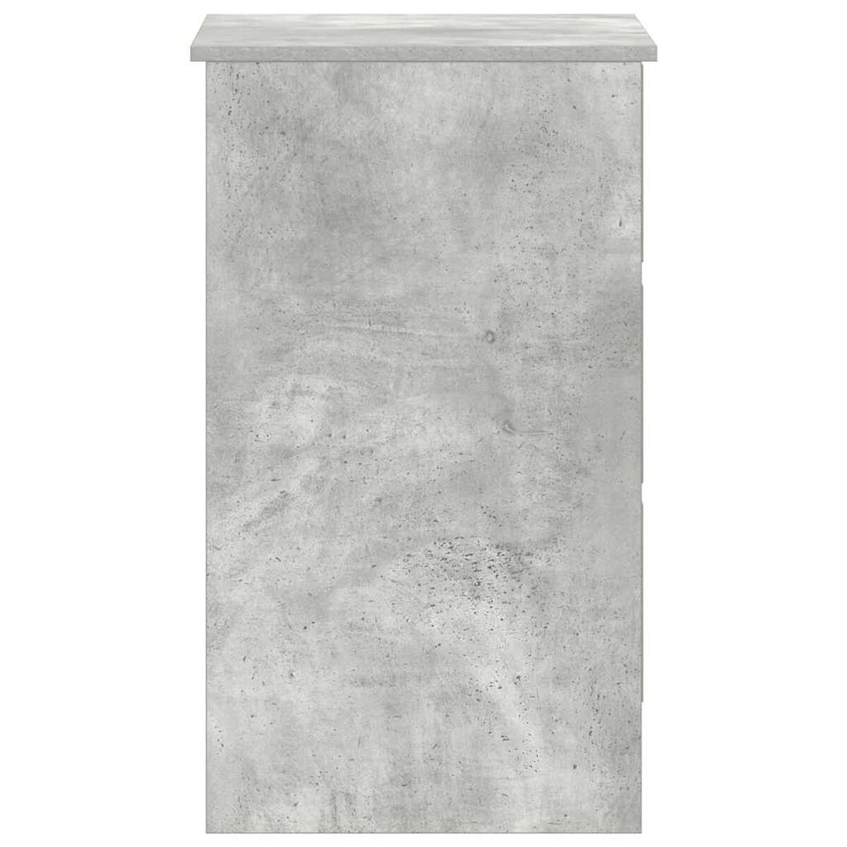 Ein grauer Schrank mit Betonstruktur. Die Oberfläche ist rau und nicht reflektierend.