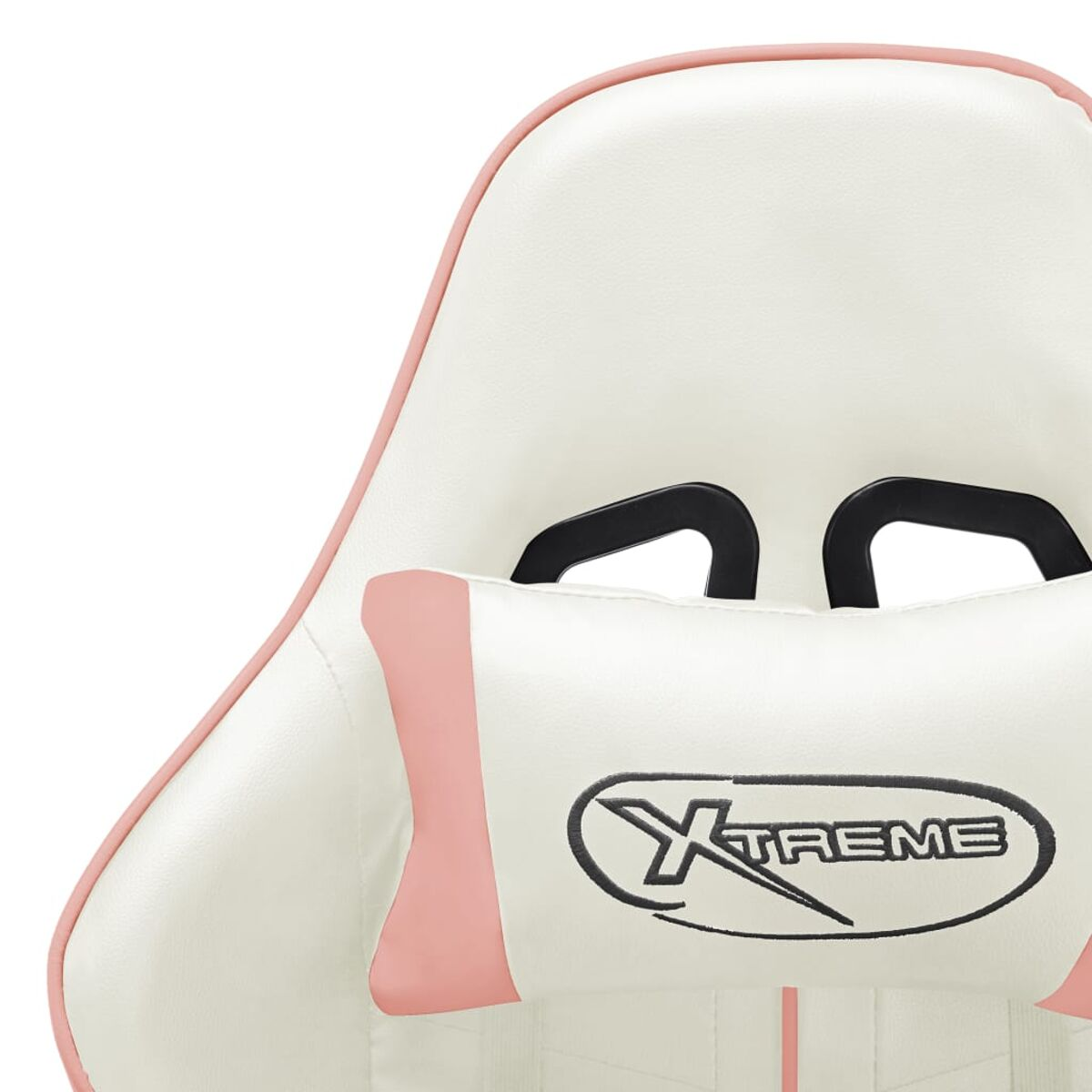 Ein weiß-rosa Gaming-Stuhl mit dem Wort 'XTREME' auf der Kopfstütze.