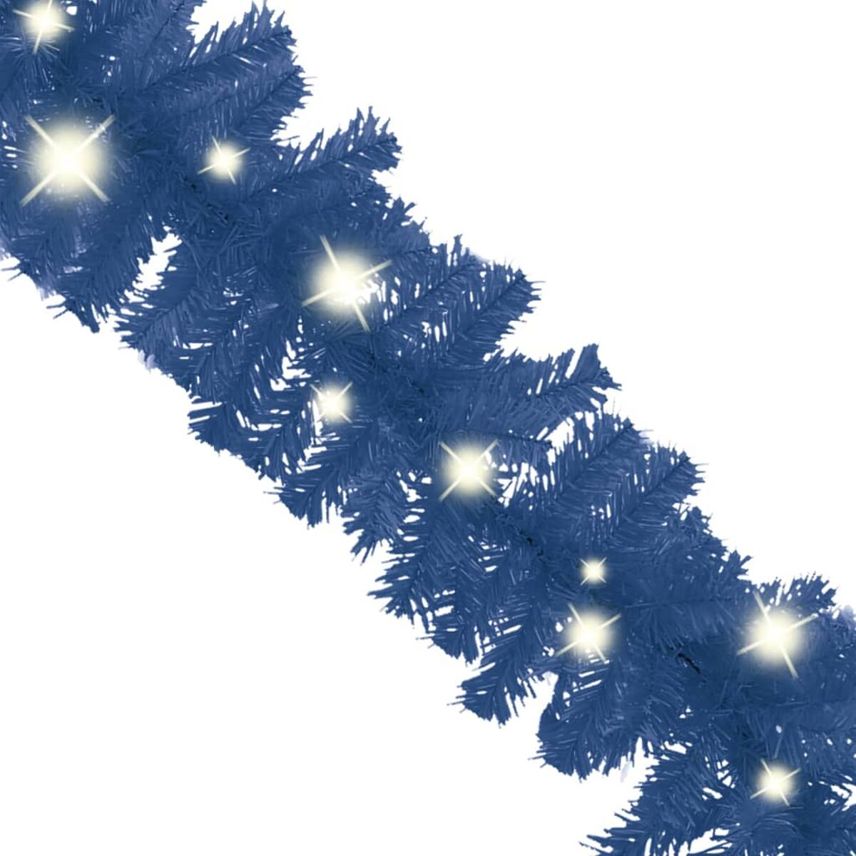 Blaue dekorative Girlande mit eingebetteten hellen Lichtern.