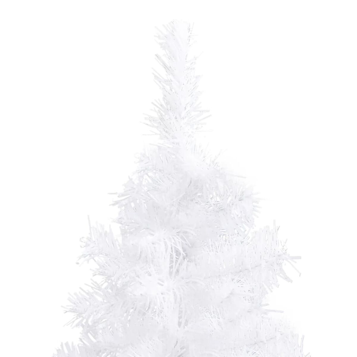 Ein weißer künstlicher Weihnachtsbaum auf weißem Hintergrund. Draufsicht.