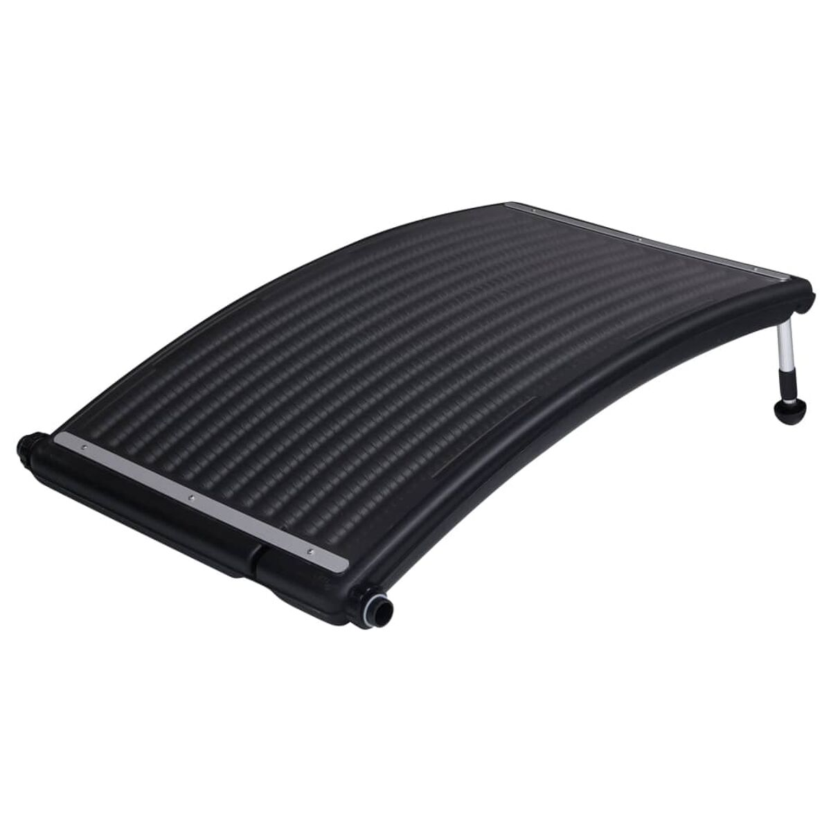 Schwarzes Solarpanel, gebogene Form, mit weißem Hintergrund.