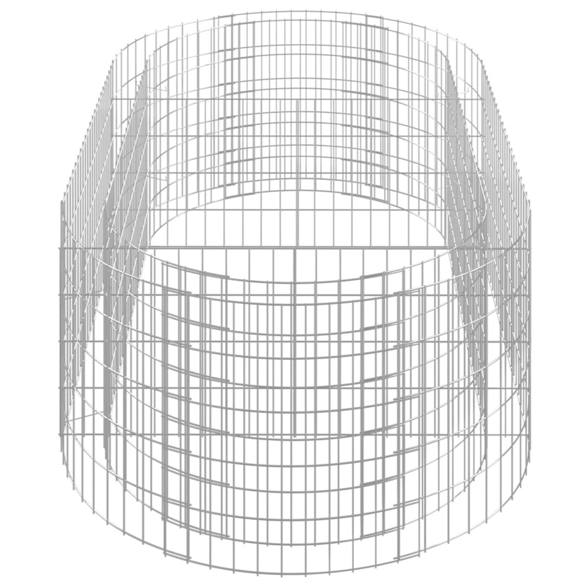 Zylinder aus Metallgitter. Vertikale Drähte bilden eine abgerundete Form.